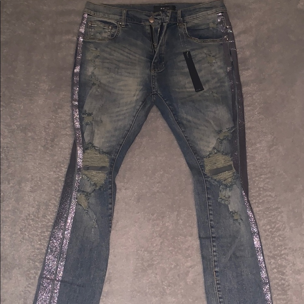 Amiri Glitter Stripe Jeans